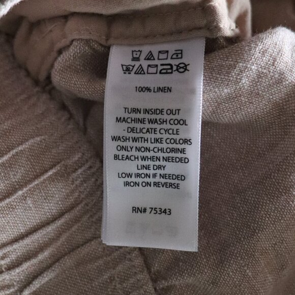 Panama Jack 100% Linen High Waist Lrg Cream Flat Front Elastic Bermuda Shorts - Picture 11 of 11